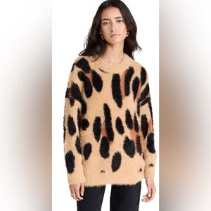 Simon Miller Dozy Sweater In Cheetah Scramble Leopard Brown XXL Fuzzy